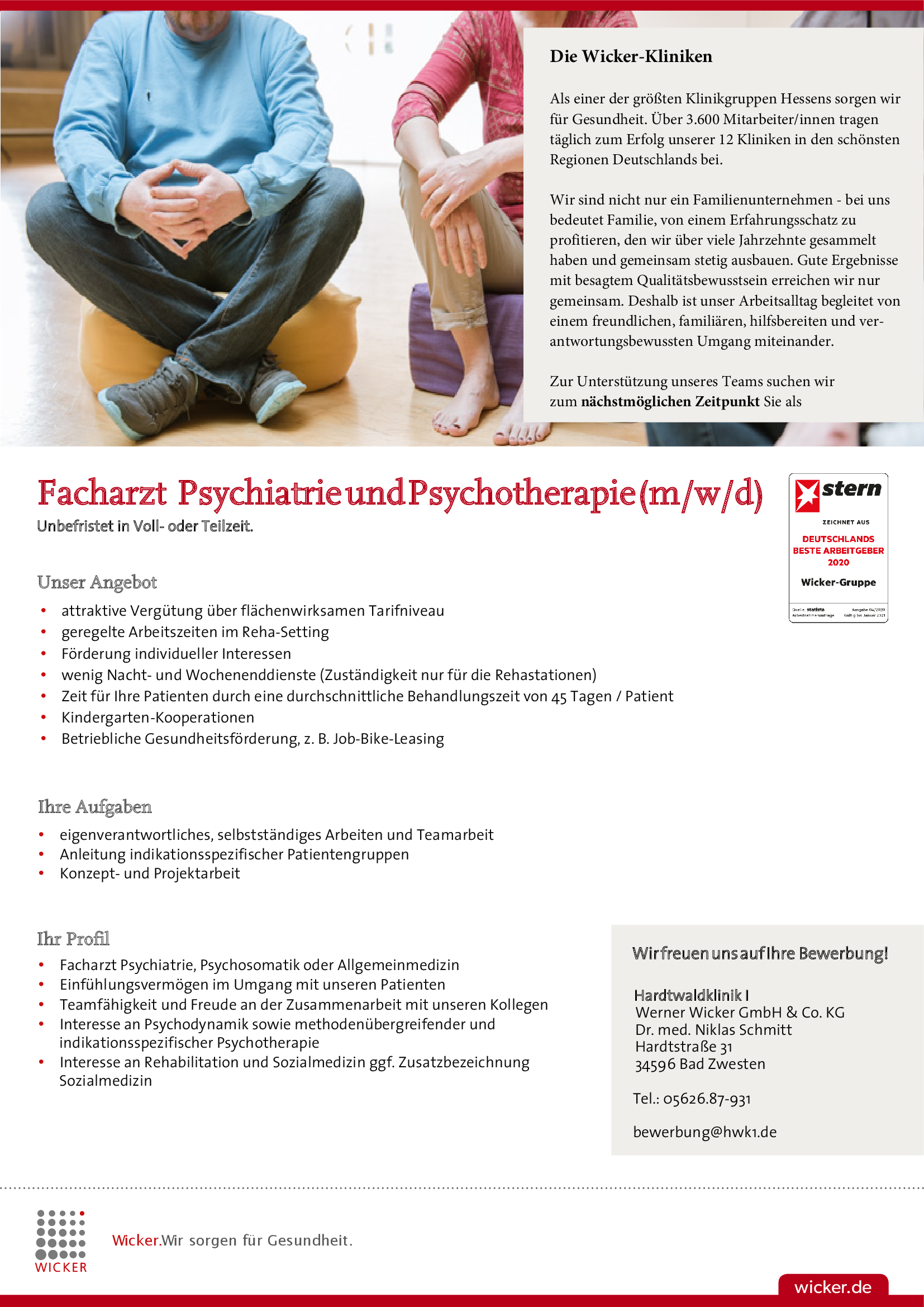 Hardtwaldklinik I: Facharzt Psychiatrie und Psychotherapie (m/w/d)