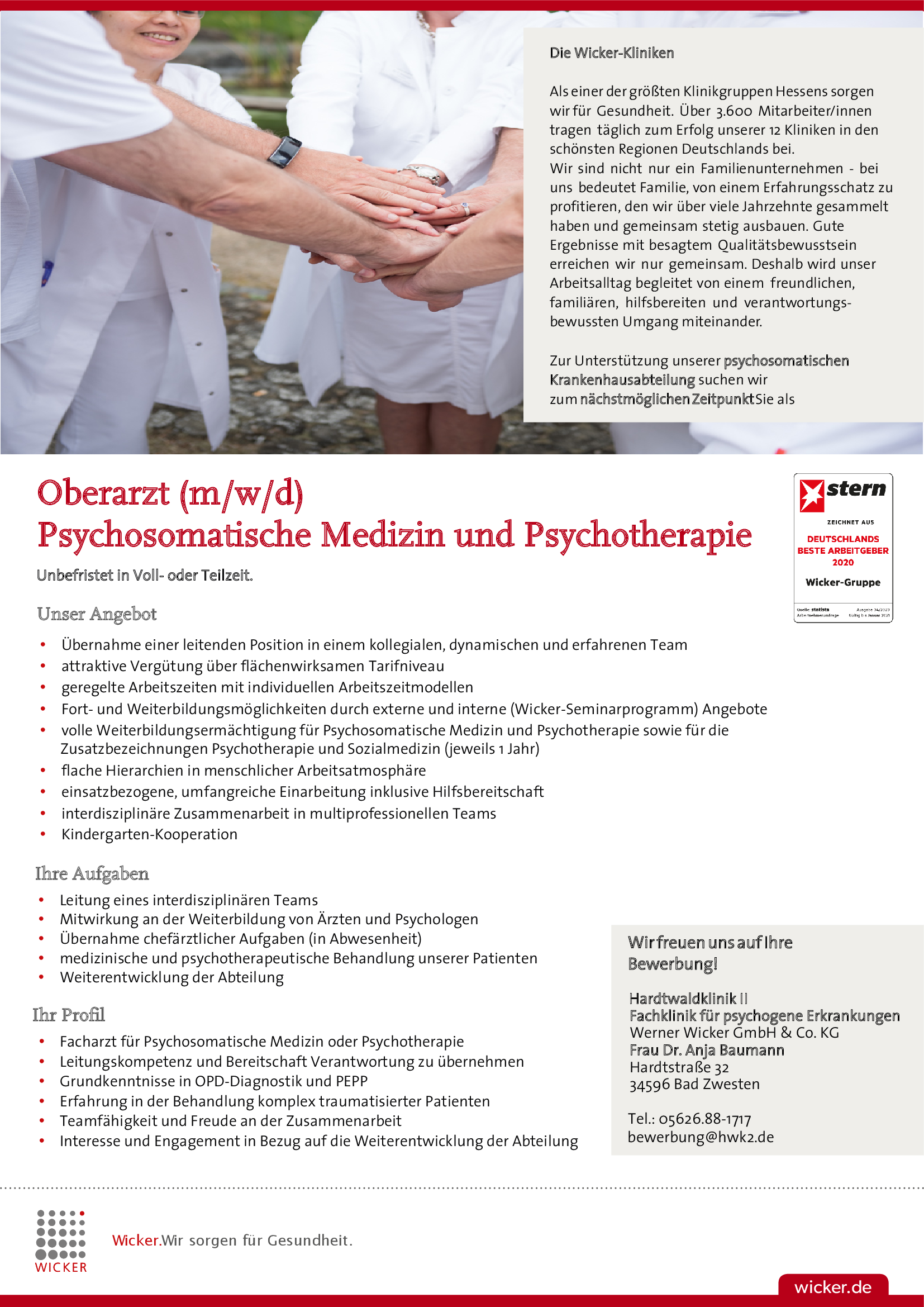 Hardtwaldklinik II: Oberarzt (m/w/d) Psychosomatische Medizin und Psychotherapie